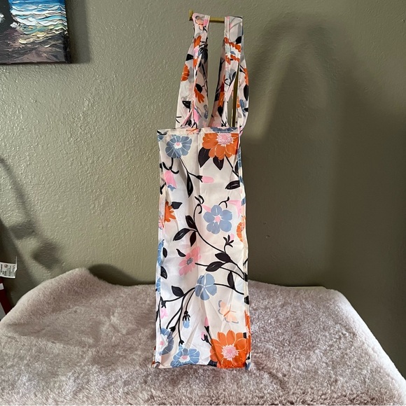 Kate Spade Floral Reusable Tote Bag Pink Blue Eco Shopper Market Beach - Picture 3 of 11